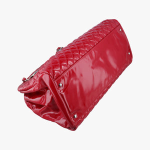 Pre-owned Chanel Mademoiselle Bowling Red Patent A50561 shoulderbag | stylenewstar
