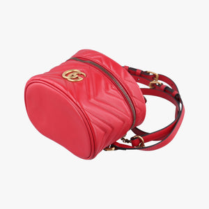 Pre-owned Gucci GG Marmont Red Leather 598594 backpack/rucksack | stylenewstar