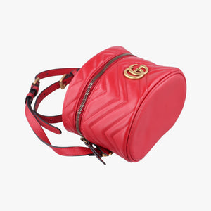 Pre-owned Gucci GG Marmont Red Leather 598594 backpack/rucksack | stylenewstar
