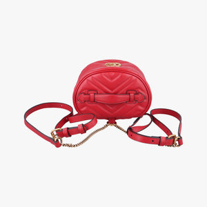 Pre-owned Gucci GG Marmont Red Leather 598594 backpack/rucksack | stylenewstar
