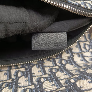 Pre-owned Christian Dior saddle Navy Jacquard×Leather bum bag/waist bag | stylenewstar