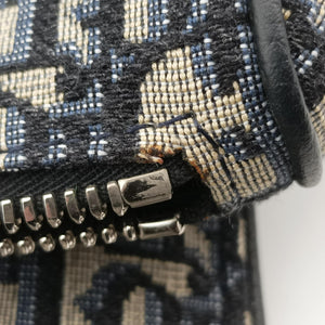 Pre-owned Christian Dior saddle Navy Jacquard×Leather bum bag/waist bag | stylenewstar