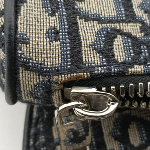 Pre-owned Christian Dior saddle Navy Jacquard×Leather bum bag/waist bag | stylenewstar