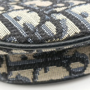 Pre-owned Christian Dior saddle Navy Jacquard×Leather bum bag/waist bag | stylenewstar