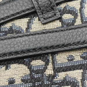 Pre-owned Christian Dior saddle Navy Jacquard×Leather bum bag/waist bag | stylenewstar