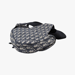 Pre-owned Christian Dior saddle Navy Jacquard×Leather bum bag/waist bag | stylenewstar