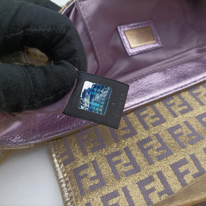 Pre-owned Fendi Zucchino turn lock golden×Multicolour canvas×leather 8BR429 handbag | stylenewstar