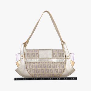 Pre-owned Fendi Zucchino turn lock golden×Multicolour canvas×leather 8BR429 handbag | stylenewstar