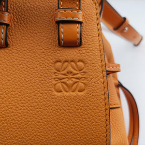 Pre-owned Loewe Hammock Drawstring Mini Orange Leather shoulderbag | stylenewstar