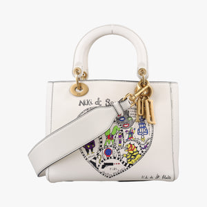 Pre-owned Christian Dior Niki de Saint Phalle Lady Dior White×Multicolour Leather shoulderbag | stylenewstar