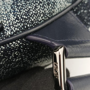 Secondhand Christian Dior Saddle Navy×white Canvas×Leather bum bag/waist bag | stylenewstar