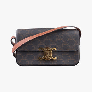 Pre-owned Celine Claude Triomphe Brown PVC coated canvas shoulderbag | stylenewstar