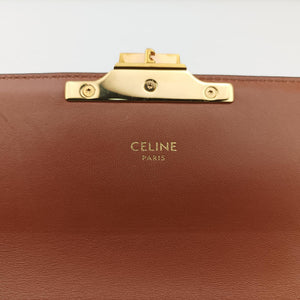 Pre-owned Celine Claude Triomphe Brown PVC coated canvas shoulderbag | stylenewstar