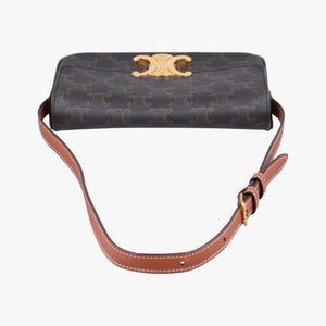 Pre-owned Celine Claude Triomphe Brown PVC coated canvas shoulderbag | stylenewstar