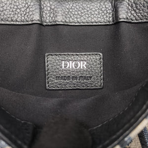 Pre-owned Christian Dior Saddle Pouch Navy×Black Jacquard×Leather bum bag/waist bag | stylenewstar