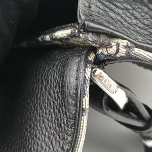 Pre-owned Christian Dior Saddle Pouch Navy×Black Jacquard×Leather bum bag/waist bag | stylenewstar
