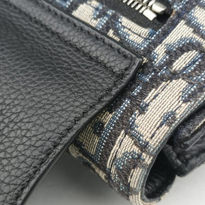 Pre-owned Christian Dior Saddle Pouch Navy×Black Jacquard×Leather bum bag/waist bag | stylenewstar