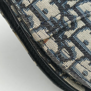 Pre-owned Christian Dior Saddle Pouch Navy×Black Jacquard×Leather bum bag/waist bag | stylenewstar
