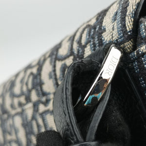 Pre-owned Christian Dior Saddle Pouch Navy×Black Jacquard×Leather bum bag/waist bag | stylenewstar