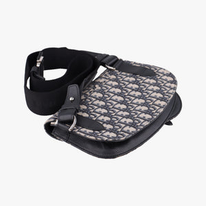 Pre-owned Christian Dior Saddle Pouch Navy×Black Jacquard×Leather bum bag/waist bag | stylenewstar