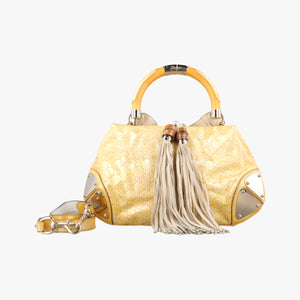 Pre-owned Gucci Bamboo Babouska Indy Hobo Golden Leather 177139 shoulderbag | stylenewstar