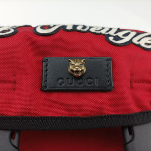 Pre-owned Gucci Techno Vintage Web L'Aveugle Par Amour Embroidered Red canvas 478327 backpack/rucksack | stylenewstar