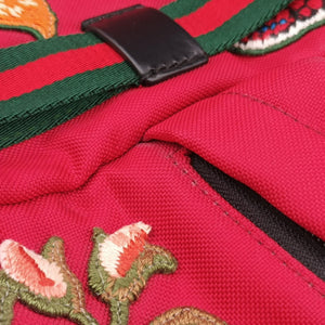 Pre-owned Gucci Techno Vintage Web L'Aveugle Par Amour Embroidered Red canvas 478327 backpack/rucksack | stylenewstar