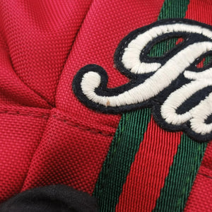 Pre-owned Gucci Techno Vintage Web L'Aveugle Par Amour Embroidered Red canvas 478327 backpack/rucksack | stylenewstar