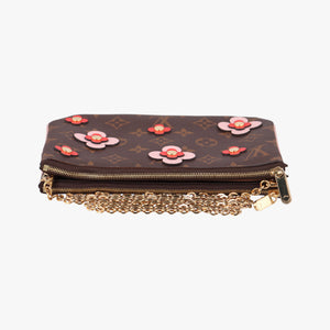 Pre-owned Louis Vuitton Pochette Double Zip Blooming Flowers brown×multicolor Monogram Canvas×calf leather M63905 shoulderbag | stylenewstar