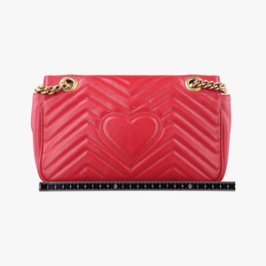 Pre-owned Gucci GG Marmont Red Leather 443497 shoulderbag | stylenewstar
