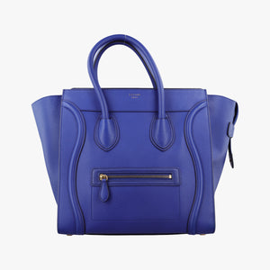 Pre-owned Celine Luggage Mini Shopper Blue leather handbag | stylenewstar