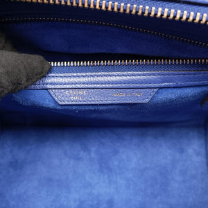 Pre-owned Celine Luggage Mini Shopper Blue leather handbag | stylenewstar