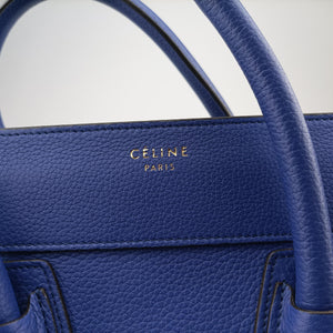 Pre-owned Celine Luggage Mini Shopper Blue leather handbag | stylenewstar