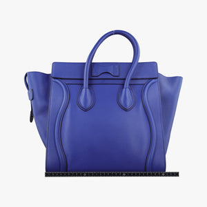 Pre-owned Celine Luggage Mini Shopper Blue leather handbag | stylenewstar