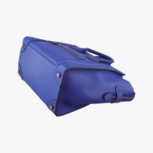 Pre-owned Celine Luggage Mini Shopper Blue leather handbag | stylenewstar