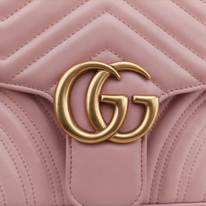 Pre-owned Gucci GG Marmont Pink Leather 443497 shoulderbag | stylenewstar