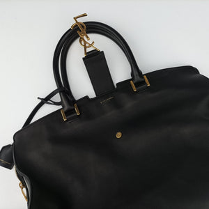 Pre-owned Yves Saint Laurent BABY CABAS Black Leather 394458 handbag | stylenewstar