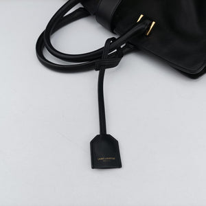 Pre-owned Yves Saint Laurent BABY CABAS Black Leather 394458 handbag | stylenewstar