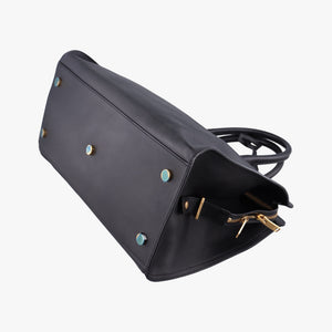 Pre-owned Yves Saint Laurent BABY CABAS Black Leather 394458 handbag | stylenewstar
