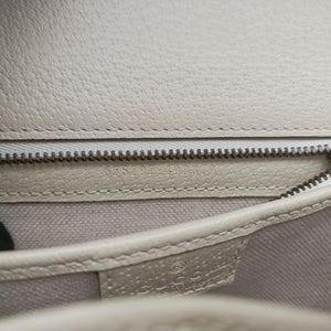 Pre-owned Gucci New Bamboo White Leather×Canvas 675797 shoulderbag | stylenewstar