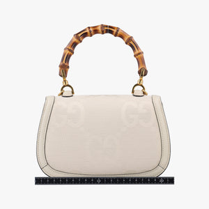 Pre-owned Gucci New Bamboo White Leather×Canvas 675797 shoulderbag | stylenewstar