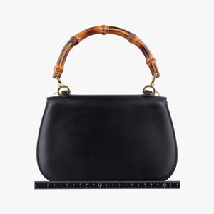 Pre-owned Gucci Bamboo Black Leather 000204 clutchbag | stylenewstar