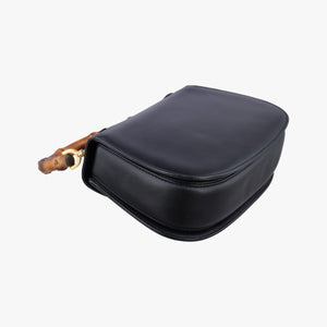 Pre-owned Gucci Bamboo Black Leather 000204 clutchbag | stylenewstar