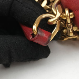 Pre-owned Yves Saint Laurent COLLEGE Red Leather 428056 shoulderbag | stylenewstar