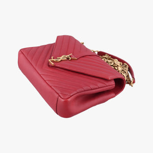 Pre-owned Yves Saint Laurent COLLEGE Red Leather 428056 shoulderbag | stylenewstar