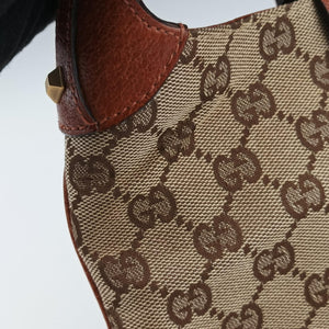 Pre-owned Gucci Piston Lock Jackie Hobo Brown canvas×leather 120885 handbag | stylenewstar