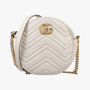 Pre-owned Gucci GG Marmont White Leather 550154 shoulderbag | stylenewstar