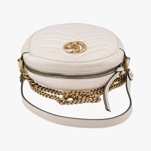 Pre-owned Gucci GG Marmont White Leather 550154 shoulderbag | stylenewstar