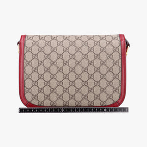Pre-owned Gucci The Hacker Project Horsebit 1955 Beige × Brown × Red PVC coated canvas×Leather 602204 shoulderbag | stylenewstar