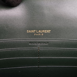 Pre-owned Yves Saint Laurent KATE Green Leather 452159 shoulderbag | stylenewstar